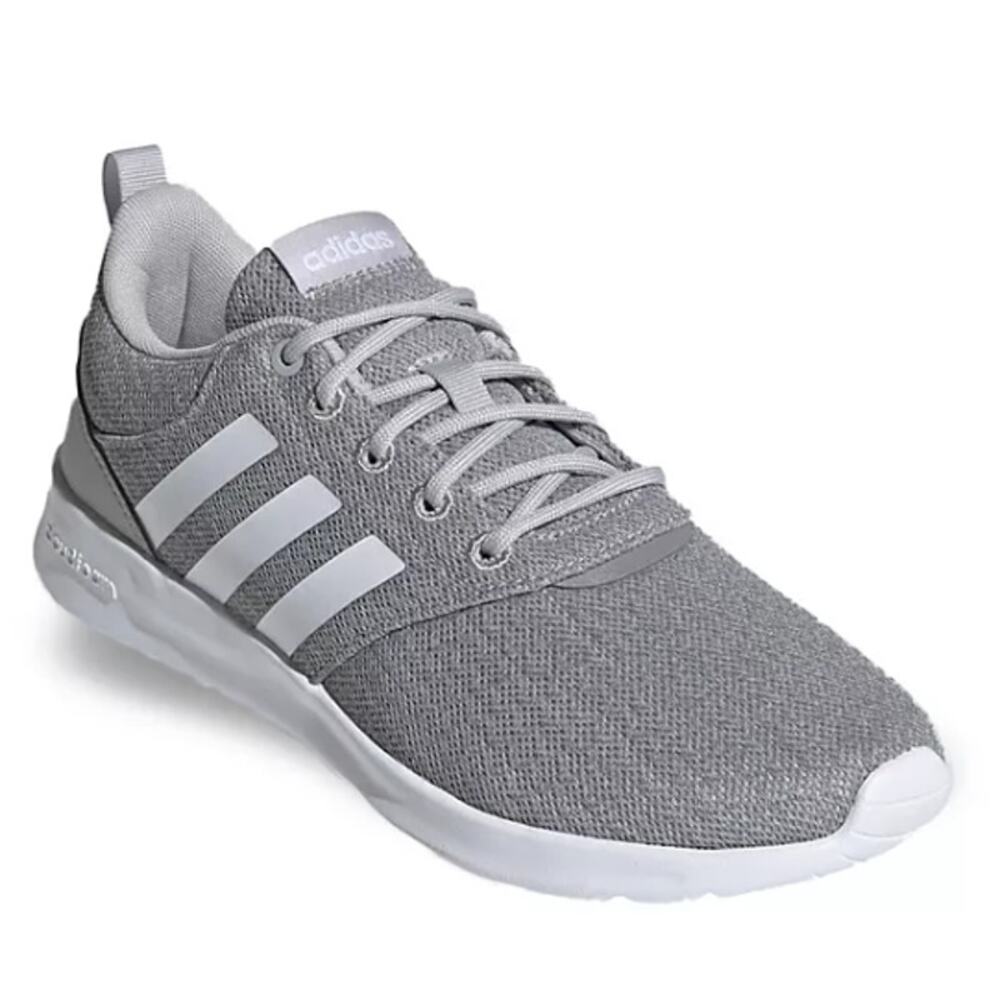 Adidas Cloudfoam QT Racer Gray White Athletic Running Shoes Mens Size 8